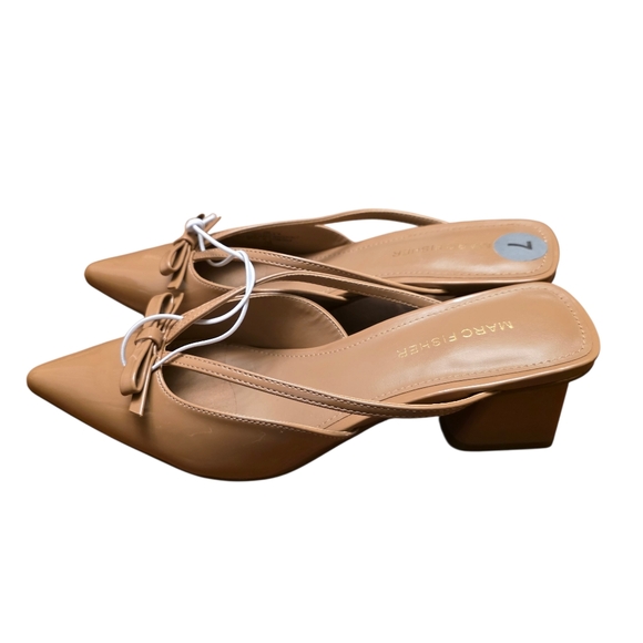 Marc Fisher Shoes - Marc Fisher Tan Women's Block Heel Mule Pumps Sizes Left 6.5, 7, 8